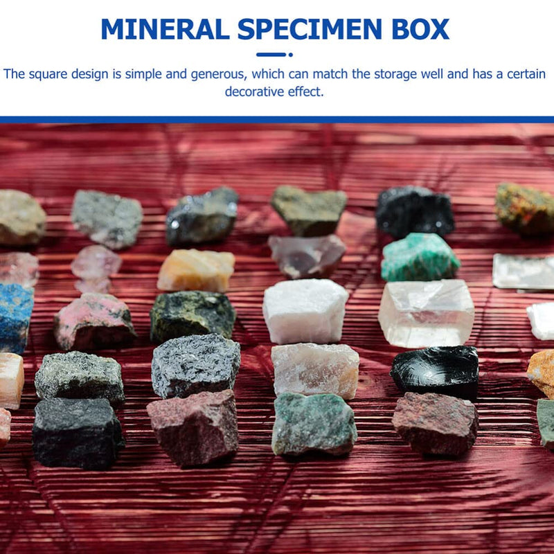 [Australia - AusPower] - DOITOOL 12PCS Transparent Square Plastic Box Natural Rough Mineral Specimen Display Case Holder Specimen Sample Storage Jewelry Storage Container for Home Countertop 
