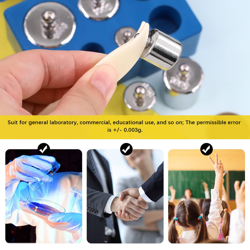 16pcs Precision Scale Calibration Weight Set 10/20/50/100/200g, 500/200/100/50/20/10mg Steel Weights Calibration with Tweezers for Digital Scale, Jewelry Scale (Total 500g)