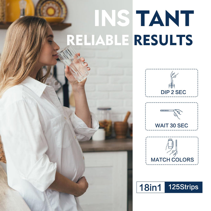 [Australia - AusPower] - All-New 18 in1 Drinking Water Test Kit-125 Water Quality Test Strips for Well Tap Test Kit,Water Testing Strips for Home Drinking Water Testing,Hardness,Chlorine, Lead,Iron, Copper,Fluoride 