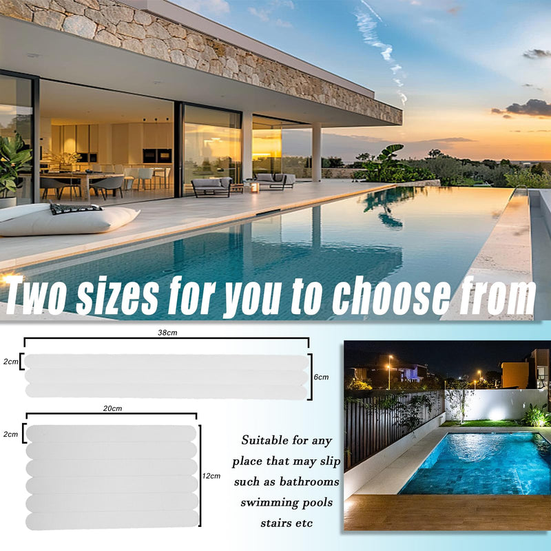 Bathtub Non Slip Stickers Self Adhesive Waterproof Strong Grip Anti Slip Strips for Bath Tub Shower Stairs Ladders Boats Floor Kitchen2x38cm24 Pcs (2 * 38cm 24 Pieces) 2*38cm 24 pieces