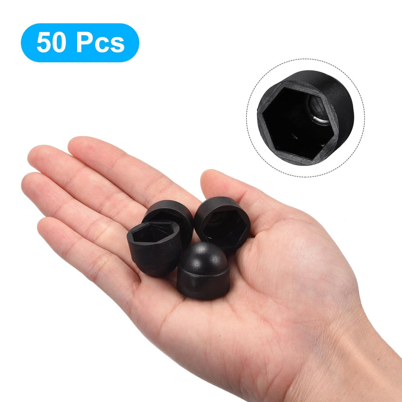 [Australia - AusPower] - uxcell Plastic Dome Nut Protection Cap Covers, M10 Nut Cover Black 50pcs 