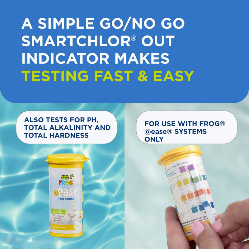 FROG @Ease Test Strips for Hot Tubs and Swim Spas - Test Strip with Out Indicator for FROG @Ease SmartChlor Cartridges, pH, Total Alkalinity and Total Hardness - 30 Test Strips