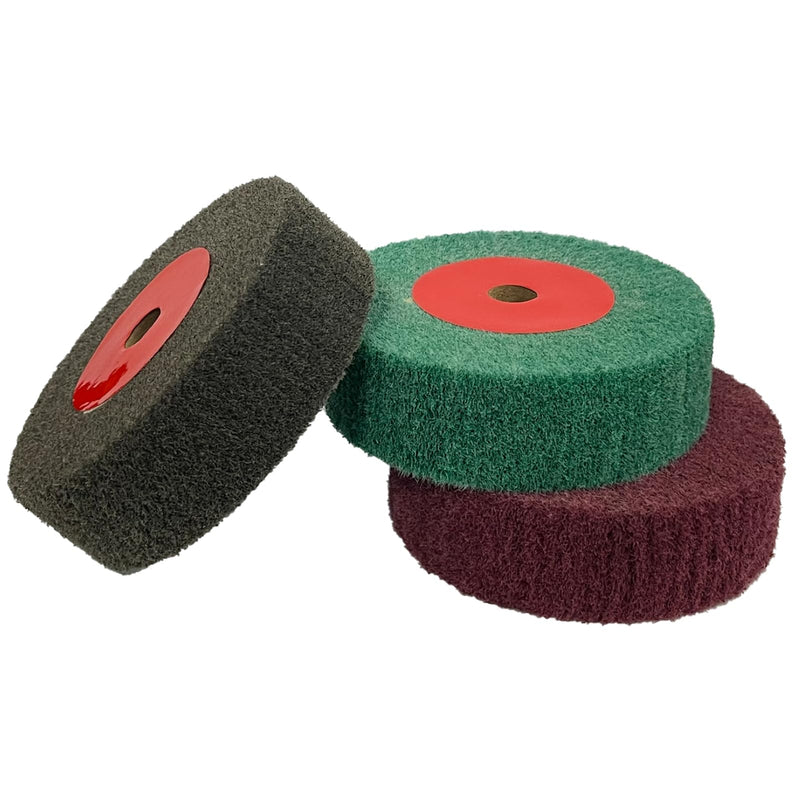 3PCS 4 Inch Bench Grinder Polishing Wheels, 320/600/800 Grit Tight Weave Tough Polishing Burnishing Wheel, Nylon Abrasive Flap Wheel for Refurbishing Golf Clubs Metal Copper, 1.2" Thickness 1/2" Arbor 203