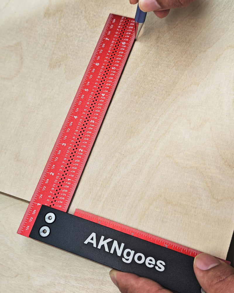 Precision Woodworking Square Ruler for Measuring and Marking, Square Ruler with Support Lip, Self Standing for Quick Measurement, Framing Tool for Professional Carpentry Use - 12 Inch