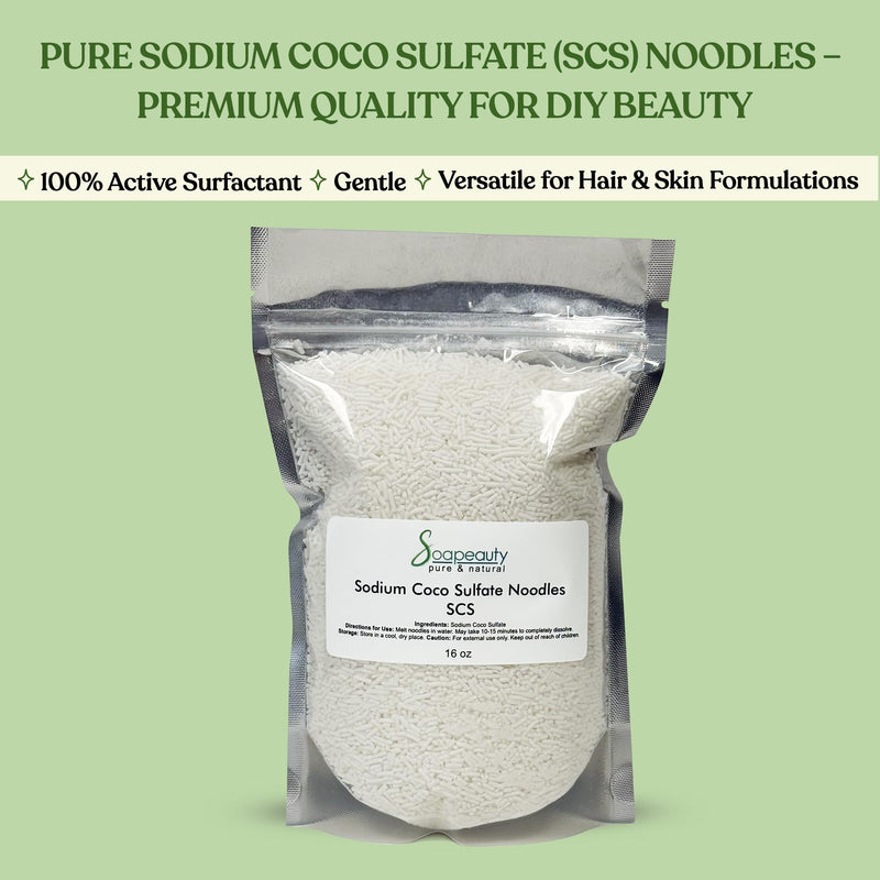 Soapeauty Coconut Oil SCS Noodles Surfactant for Skin Care Products - Sodium Coco Sulfate Noodles for Shampoo Conditioner Set, Soap Making Supplies, Body Lotion - 16 OZ (Pack of 2) 16 Ounce (Pack of 2)