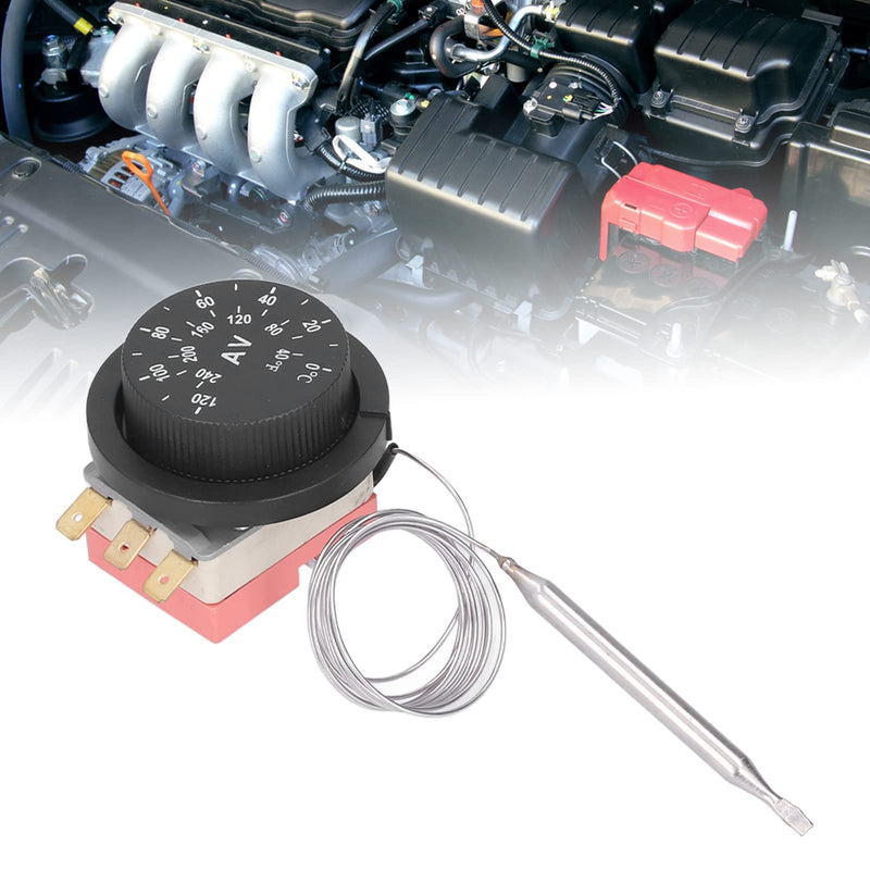 [Australia - AusPower] - Temperature Control Switch Capillary Thermostat, Adjustable Electric Fan Thermostat Switch 3 Pins Design Temperature Control Probe Kit 