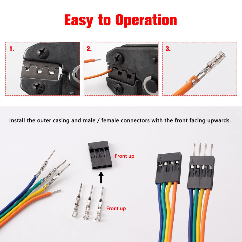 YIXISI 620 Pieces 2.54 mm Pitch 1/2/3/4/5/6 Pin Dupont Connector Kit, Pin Header Plug Housing, Dupont Male Female Crimp Connector