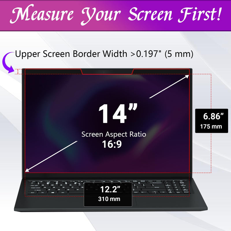 [Australia - AusPower] - PYS Magnetic 14 Inch Laptop Privacy Screen(16:9 Aspect) - Computer Screen Privacy Shield, Anti-Glare Blue Light Filter, Detachable Privacy Screen Protector for Lenovo Thinkpad, HP Elitebook, Dell 14 Inch (16:9) 