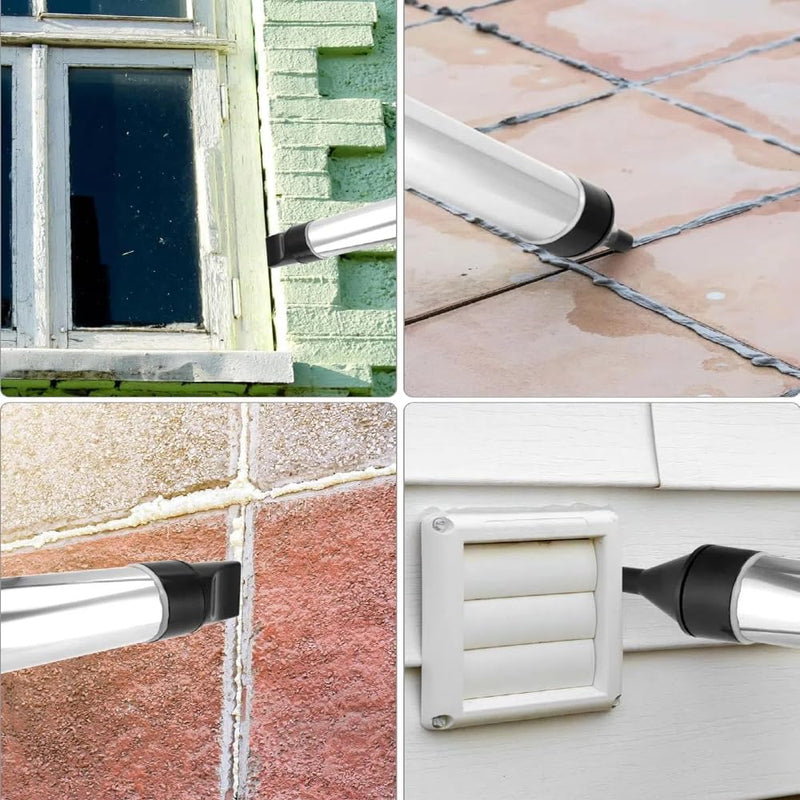 Mortar Pointing Grouting Gun, Cement Caulking Pump with 5 Nozzles for Grouting of Doors & Windows, Stainless Steel Mortar Sprayer Applicator Tool for Grouting, Sealing, Joint Filling (Black) Black