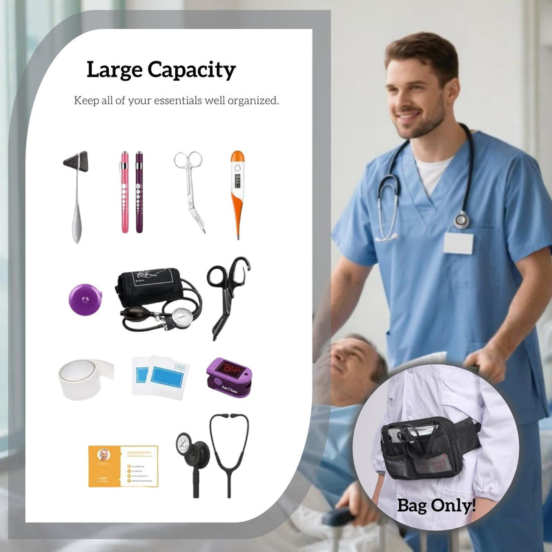 [Australia - AusPower] - Nursing Waist Bag,Nurse Fanny Pack,Medical Organizer Belt Adjustable Waist Strap/Multi Compartment Suitable for Stethoscopes,Bandage,Scissors and Other Supplies（Rose） Rose 