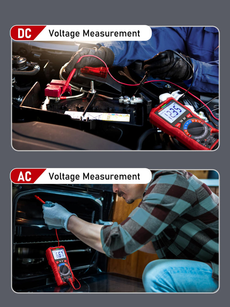[Australia - AusPower] - Digital Multimeter TRMS 6000 Counting,with DC AC Voltmeter Ohm Volt Amp Meter Temperature Frequency NCV Measures Voltage Current Resistance Diode Continuity Capacitance, Home, Automotive Battery Test 