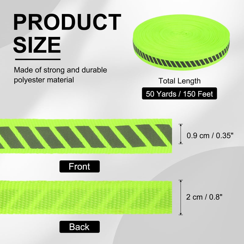 PATIKIL Reflective Tape Strip, 0.8" x 150FT High Visibility Fabric Stripe Florescent Webbing Ribbon Sew on Warning Safety Tape for Bags Clothing Raincoats, Green 0.8"x 150FT