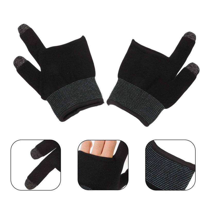 [Australia - AusPower] - 1 Pair Gaming Gloves Touchscreen Gloves Finger Sleeve for Gaming Anti Sweat Game Controller Finger Thumb Sleeve Breathable Finger Covers for Mobile Phone Game Black 