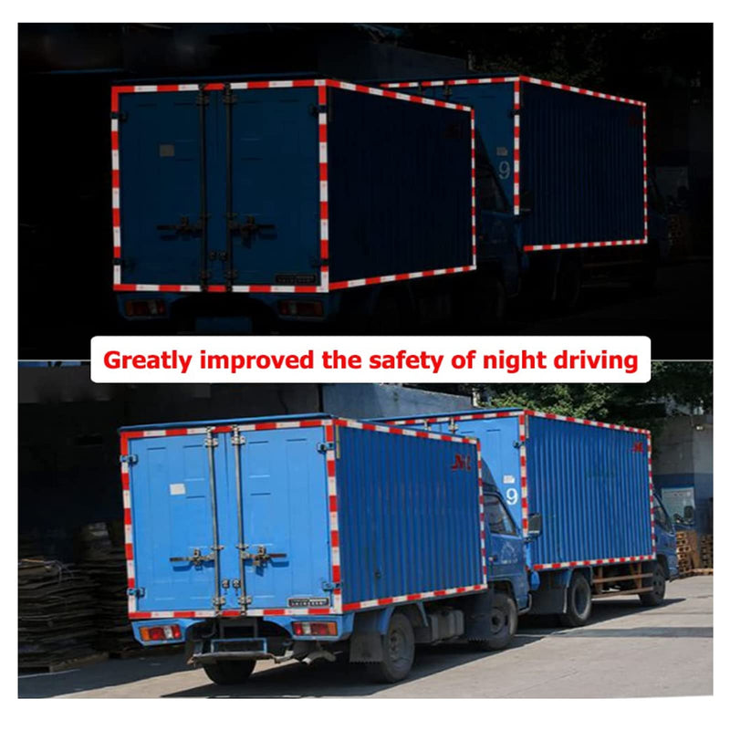 Reflective Tape, 2" × 12" × 20/30 Pack Red/White Self-Adhesive Outdoor Waterproof Safety Caution Warning Reflective Tape Trailer Reflector for Cars, Trucks, Trailers, Boats, Road Signs (20)