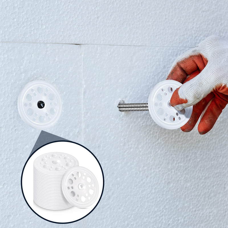 [Australia - AusPower] - 100 Pcs 1.77 Inch/45 mm Plastic Washers Load Spreading Polypropylene Washers for Fixing and Supporting Rigid Foam Insulation Foam Board Load Spreading for Screws Nail 100 