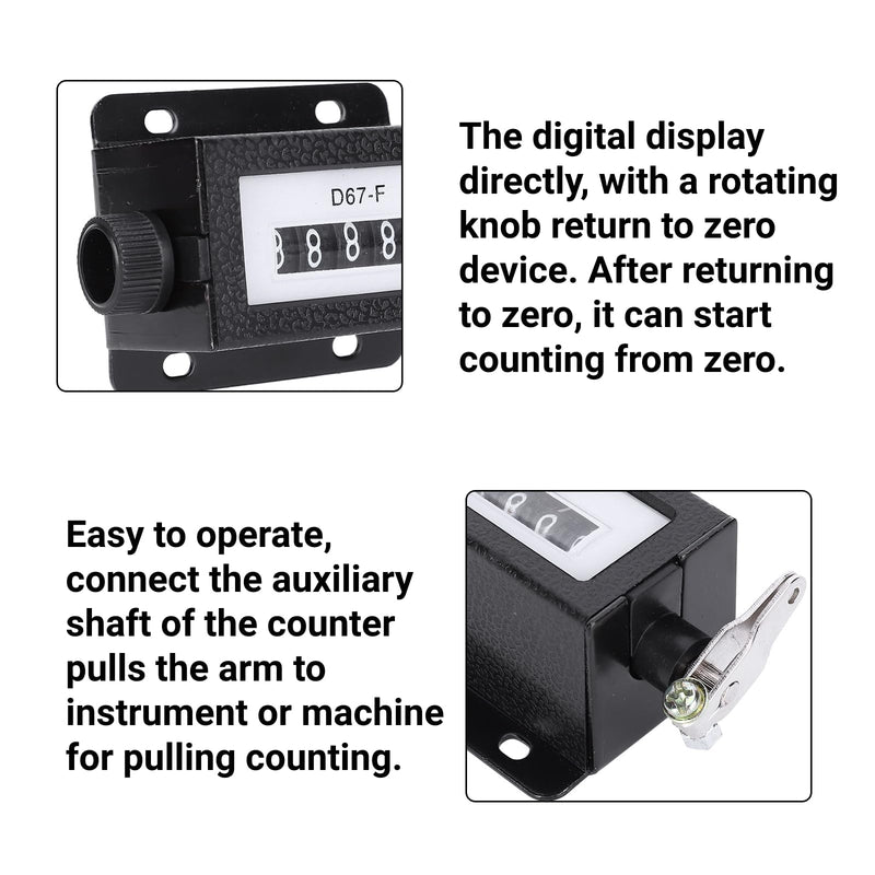 [Australia - AusPower] - 5 Digit Mechanical Counter Counter Knob Resettable Manual Hand Pull Counter Baler Baler Black with Spring 0-99999 