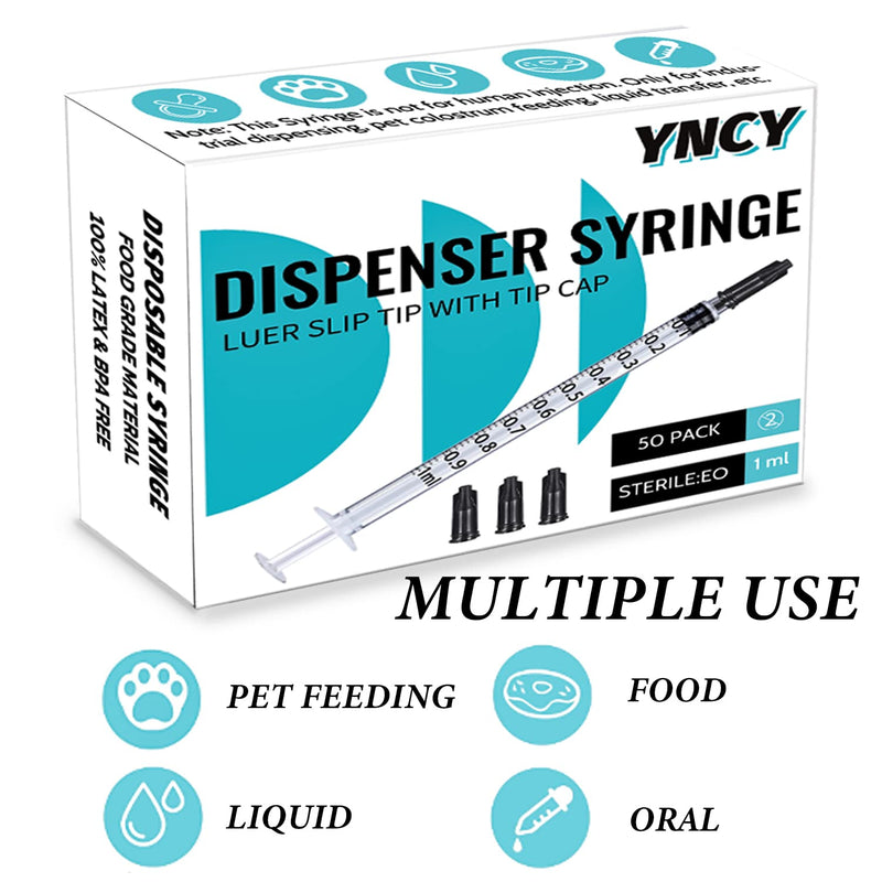 [Australia - AusPower] - 1ml Syringes with Cap, Luer Slip Tip, Whole Pack Bulk Sterile Sealed, No Needle 50 pcs 1ML 