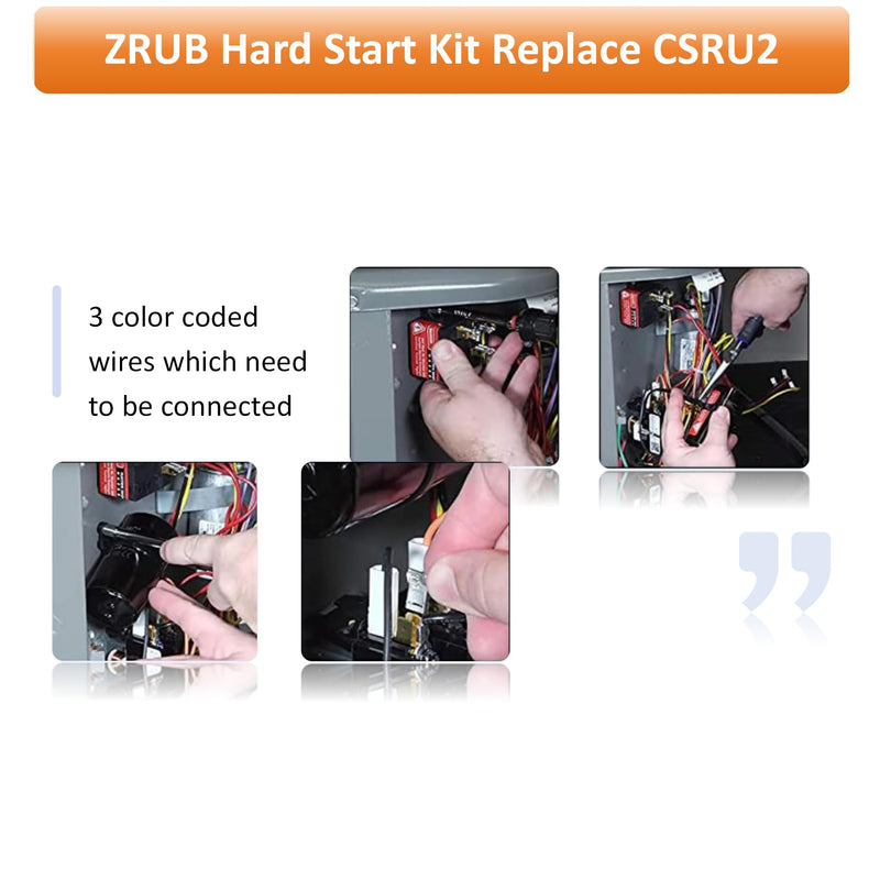 Long Term Replace CSRU2 Compressor Saver Hard Start ZRUB Capacitor Work on Units 3 1/2 to 5 tons Hard Start Kit for Air Conditioner