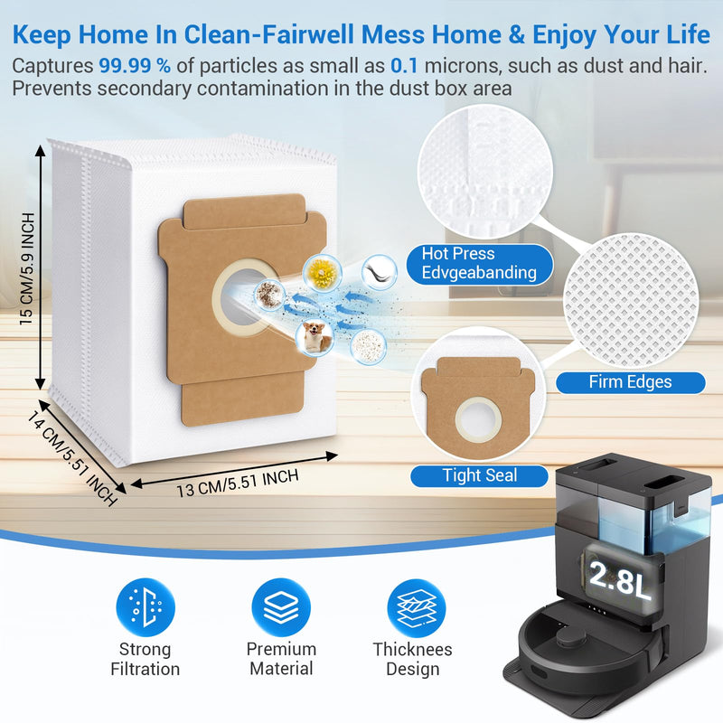 [Australia - AusPower] - Plus 405 Combo Replacement Parts for Roomba Plus 405 Combo Plus 505/ 507Combo Robot Vacuum Cleaner Parts with 2 Roller Brush, 4 HEAP, 6 Mops, 6 Dust Bags, 6 Side Brushes, 1 Clean Brush Replacement Parts for Roomba Plus 405/505/507 Combo 