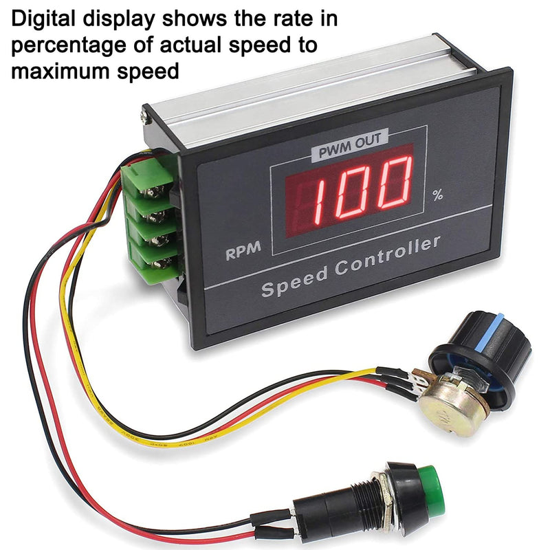 [Australia - AusPower] - Greluma 1PC DC 6-60V 12V 24V 36V 48V 30A Adjustable PWM Motor Speed Controller Digital Display DC Motor Control Regulator with Start Stop Switch DC motor speed controller 2-1 