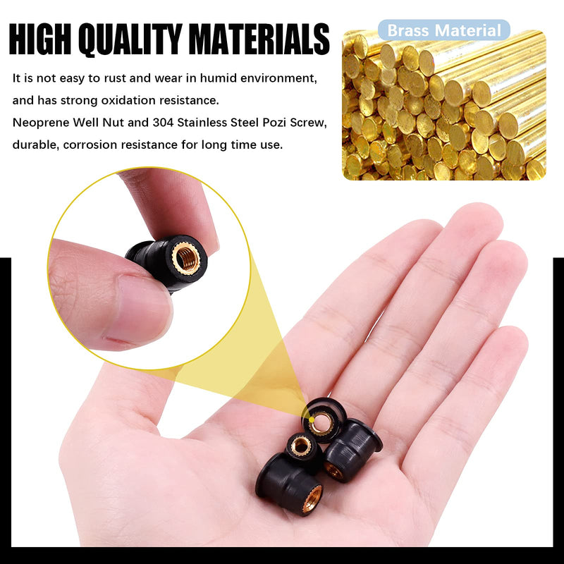 [Australia - AusPower] - 60Pcs M4 M5 M6 Well Nut Expansion Nuts and 304 Stainless Screw Rubber and Steel Parts Windscreen Nuts Accessories for Motorcycle Kayak Boats 