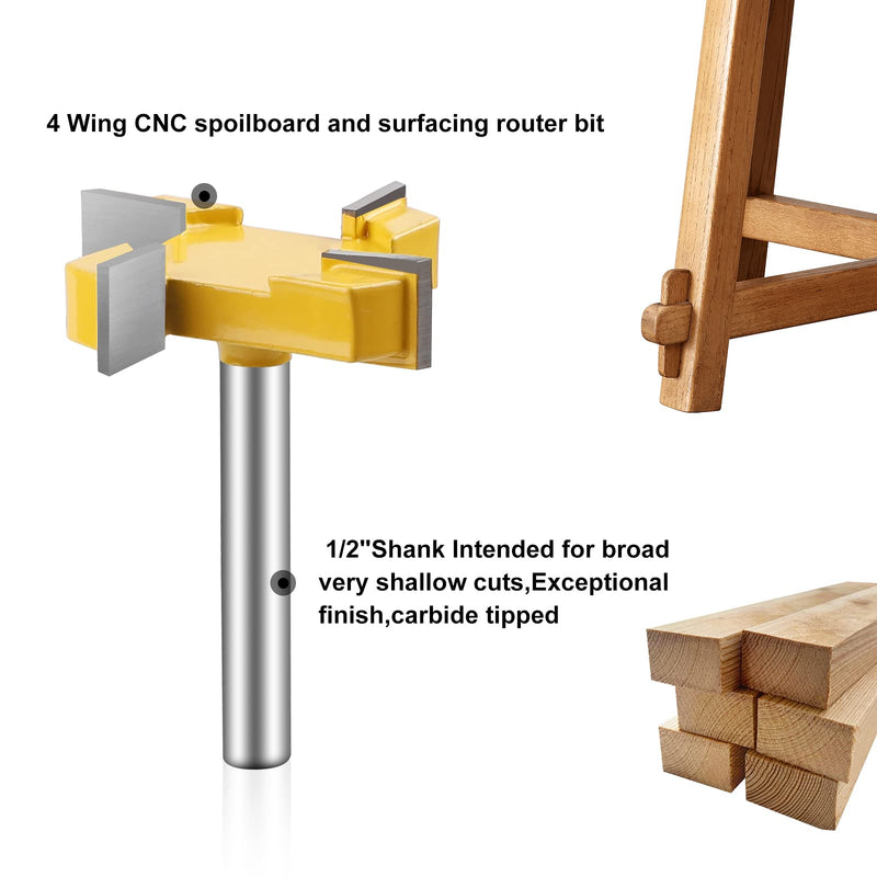 [Australia - AusPower] - CPROSP Milling Cutter for Router Spoilboard Milling Cutter 8 mm, Face Milling Cutter for Router Shaft 4 x Flutes, for Floor Cleaning, Woodworking Tool Processing & Hollowing, Diameter 38 mm 4 Flügel, Schnittdurchmesser 50,8mm 
