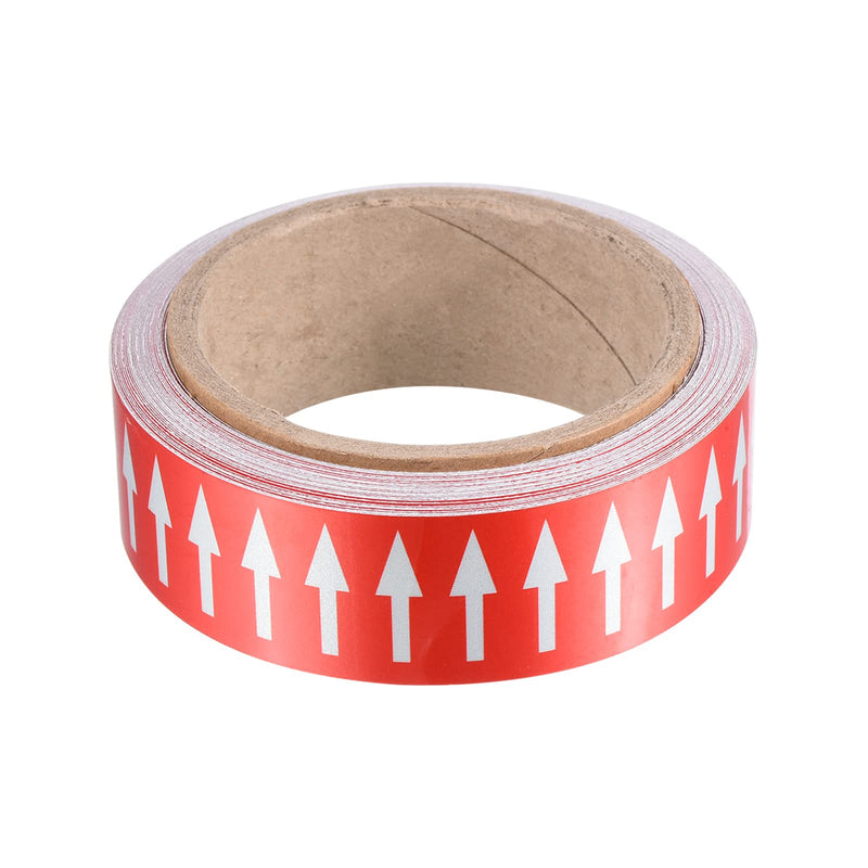 PATIKIL Flow Arrow Tape, Polyethylene Pipe Marking Sticker with Reflective Strips, Waterproof & Heat Resistant, for Pipe Flow Directional Identification, 1.2 inch x 33 ft, Red/White Red,White
