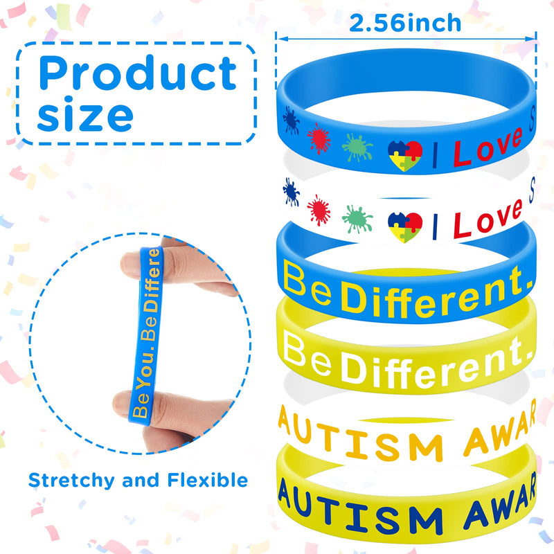 [Australia - AusPower] - Chivao 36 Packs Autism Awareness Wristbands Unisex Puzzle Pieces Silicone Bracelets Motivational Wristband Silicone with Inspirational Messages for Adult Woman Man Teens 