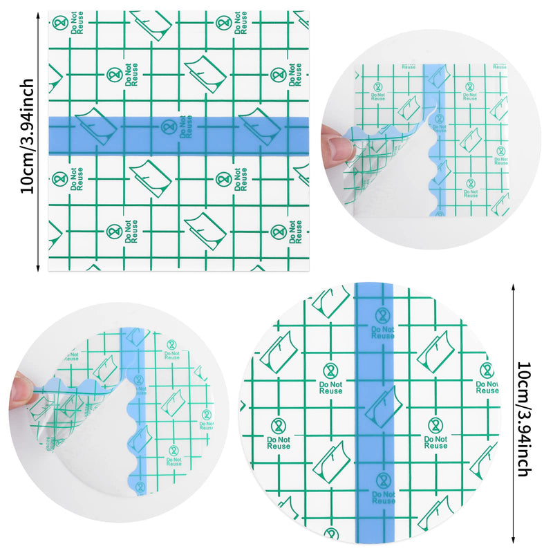 50 Pcs Waterproof Adhesive Bandages Transparent Stretch Tattoo Aftercare Bandage,Protective Waterproof Film Dressing Cover Tape for Wound Dressing, Swimming, Shower (4 x 4 Inch Round,Square) 50pcs (4 X 4 Inch Round,square)