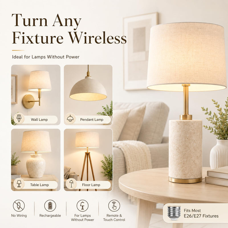 2 x 2600mAh Battery Rechargeable Light Bulb with Remote Control & Touch | E27 Akku Glühbirne, USB-C, 3 Farbtemperaturen, 9 RGB-Farben & 2 Modi, LED, Dimmbar, 8W, 3 Timer, Haken, für Lampen ohne Strom 2 Stück