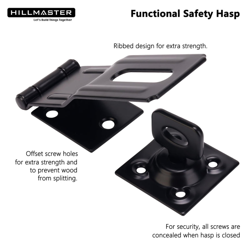 [Australia - AusPower] - Swivel Staple Safety Hasps, 4-1/2" Gate Door Hasp Latch with Twist Knob Safety Padlock Clasp Lock for Fence, Gate, Cabinet, Barn Door, Shed, Black 1 Pack 