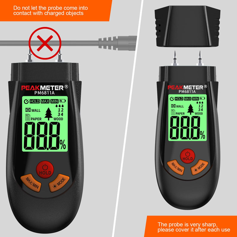 [Australia - AusPower] - Digital Moisture Meter, with battery and LCD display, suitable for quick determination of moisture content of many types of logs, paper, plywood, plaster walls, floor coverings, etc. 