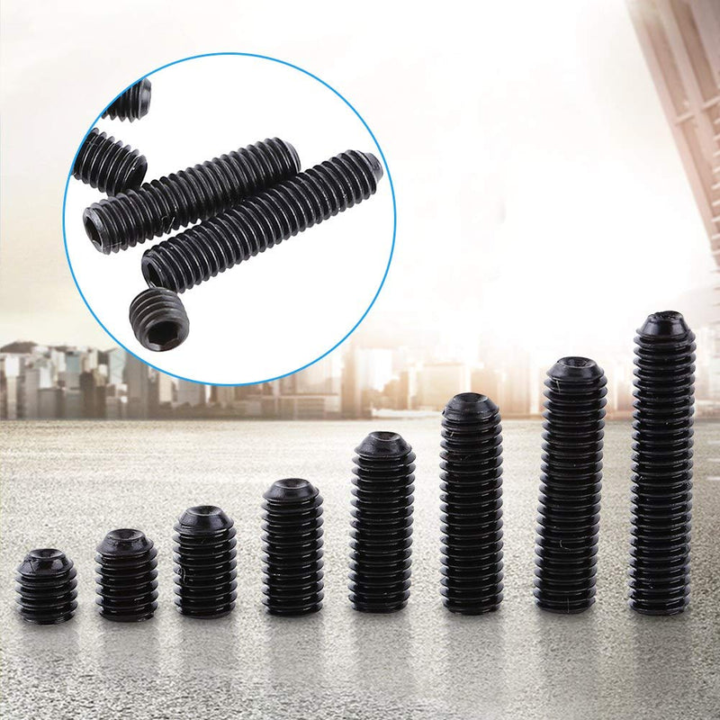 [Australia - AusPower] - Fdit 200pcs M3 Black Carbon Steel Socket Cup Point Grub Set Screw Assortment 