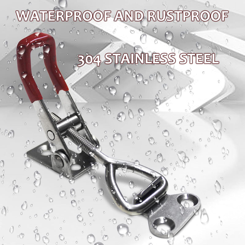 [Australia - AusPower] - 4pcs Toggle Latch Clamp, 304 Stainless Steel Pull Hasp Latches, Quick Release Hand Tool Toggle Clamp for Smoker Lid Jig,Case Trunk,220Lbs Holding Capacity 