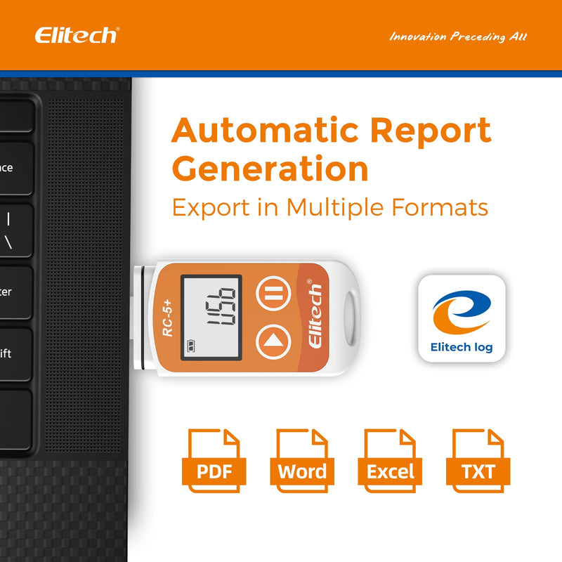 [Australia - AusPower] - Elitech RC-5+ TE Digital PDF USB Temperature Data Logger Reusable Recorder Refrigerator Thermometer 32000 Points High Accuracy (Extra External Sensor) 1 
