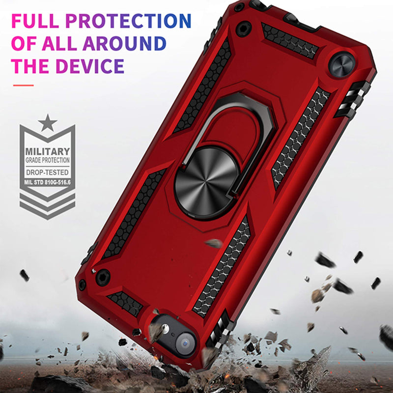 [Australia - AusPower] - ULAK Compatible with iPod Touch 7 Case/iPod Touch 6 Case with 2 HD Screen Protectors, Hybrid Rugged Shockproof Cover with Built-in Kickstand for iPod Touch 7th/6th/5th Generation (Red) Red 