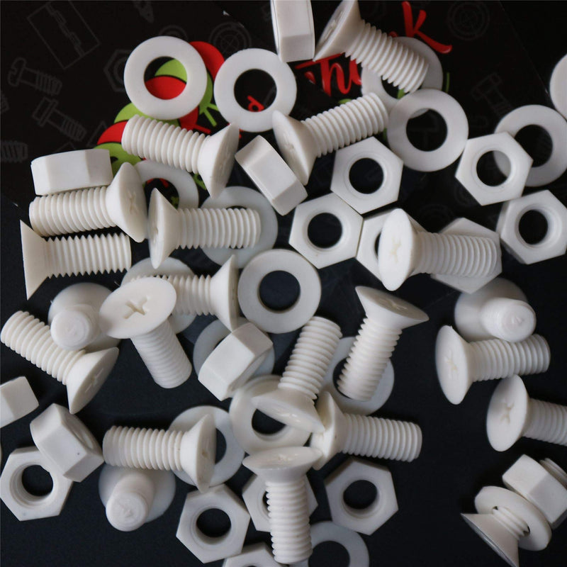 [Australia - AusPower] - 20 x White Countersunk Screws Polypropylene (PP) Plastic Nuts and Bolts, Washers, M8 x 20mm, Anti-Corrosion, Chemical Resistant, (5/16 x 25/32 in) 