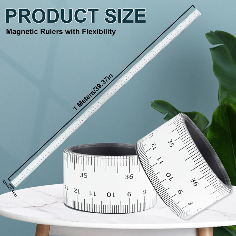 [Australia - AusPower] - 5 Pcs 39.37 Inch Magnetic Ruler with Both Inches and Centimeters Flexible Portable Magnetic Measuring Tape for Workshops Lathes Whiteboard Table Saws Mills 