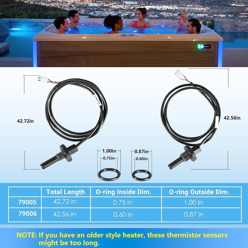 34-01395-K Sensor Kit 2 Pin High-Limit Thermistor Sensor and 4 Pin Control Thermistor Sensor with O-Rings Fit for Hot Spring, for Tiger River, for Limelight Spas 2002-Current Replaces 39204, 39205