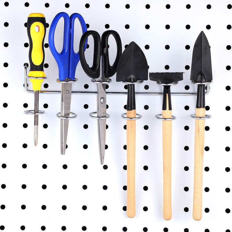 [Australia - AusPower] - Pegboard Screwdriver Holders Peg Board Organizer Accessories Multi Ring Tool Holders Six Tool Multi Tool Organizer Racks for Pegboard, Pliers(Silver, 4 Pieces) Silver 
