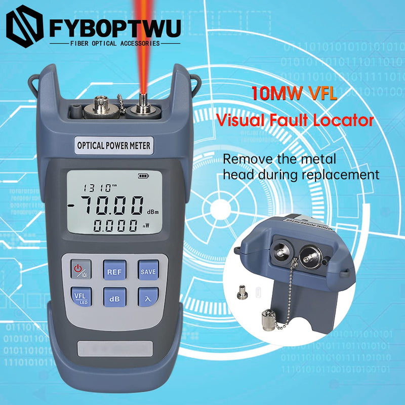[Australia - AusPower] - 2pcs 3 in 1 Function Fiber Optic Tester Portable Optical Power Meter (FC/SC/ST) & VFL-10 Visual Fault Locator & LED Lighting, OPM & VFL Fiber Optic Tester, Range: (-70) dBm ~ (+10) dBm 2 