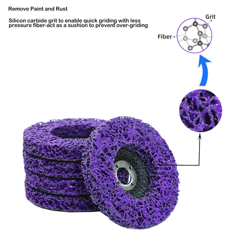 [Australia - AusPower] - CSD Sanding Disc 125 mm - 5 Pieces Purple Cleaning Disc Set, Coarse Cleaning Disc, Nylon Fabric Disc, Paint Removal Rust for Angle Grinder, Removing Paint, Rust, Welds, Oxidation 