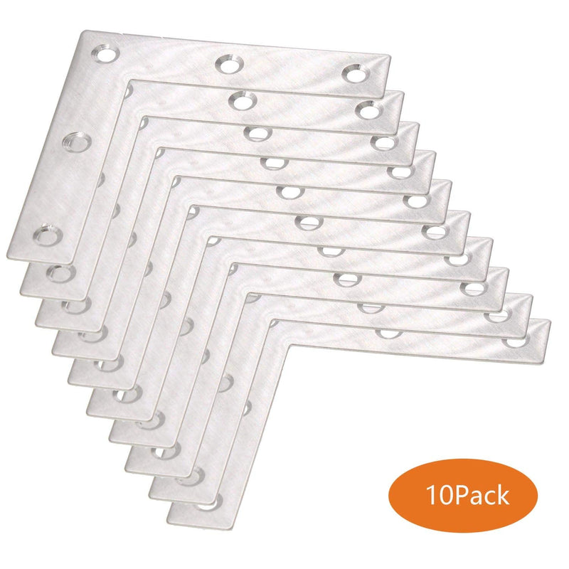 [Australia - AusPower] - 10 Pack Repair Mending Bracket Plate,ULIFESTAR Stainless Steel L Shape Flat Corner Brace Bracket for Wood,Metal Fixing Joining Bracket Support Brace for Shelves,Furniture and Cabinet 10 Pack(80x80mm) 80*80mm/3.15*3.15'' 