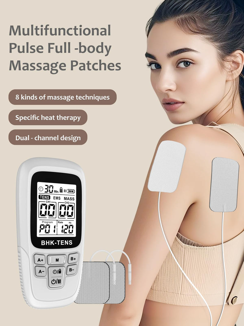 24 Modes TENS EMS Unit for Pain Relief, Muscle Stimulator Machine with 8 Reusable Electrode Pads - FDA Cleared 3-in-1 Device, 40 Intensity Levels, 90 Min Timer, Back/Neck/Knee Therapy, Pulse 2-150Hz 280 White