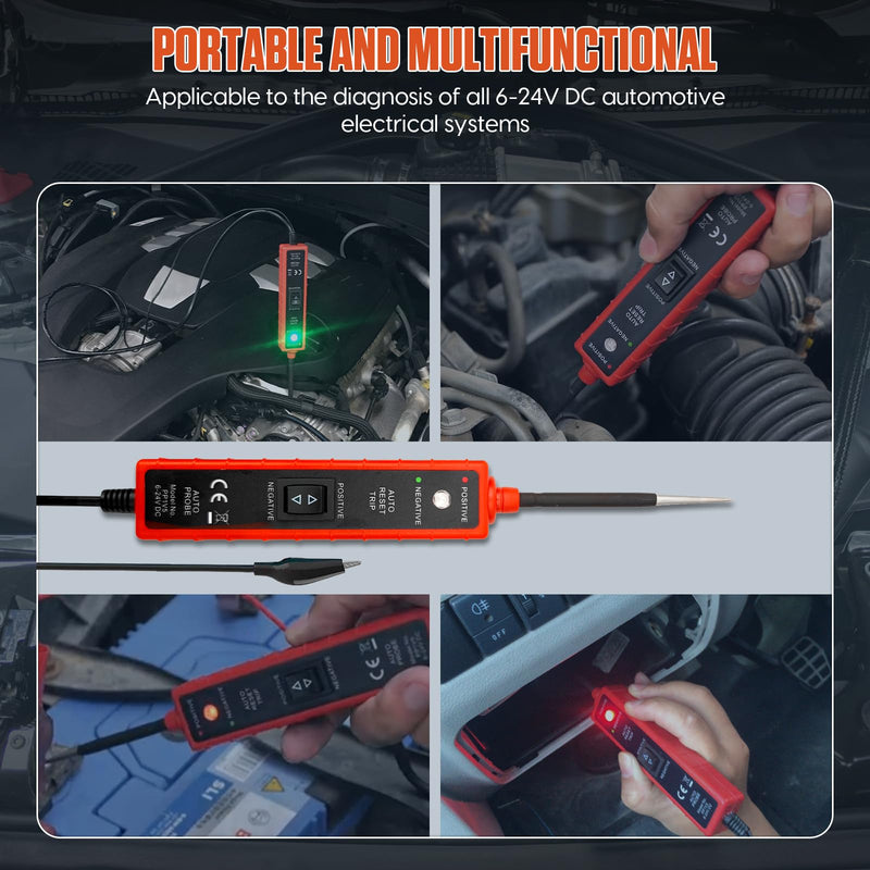 [Australia - AusPower] - 6-24V Power Short Circuit Probe Tester with LED test light short-circuit tracking location and buzzer alarm, Automative Circuit Tester polarity test and continuity test function 