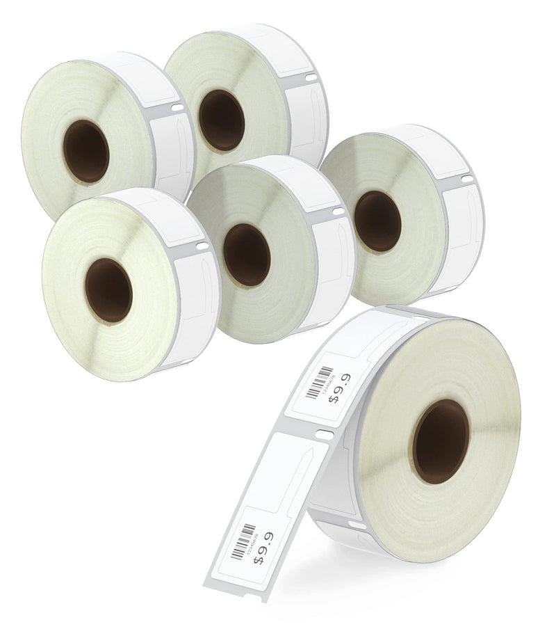 BETCKEY - Compatible DYMO 30373 (7/8" x 15/16") Price tag Rat Tail Style Thermal Film Labels, Compatible with Rollo, DYMO Labelwriter 450, 4XL & Zebra Desktop Printers[6 Rolls] 06-rolls