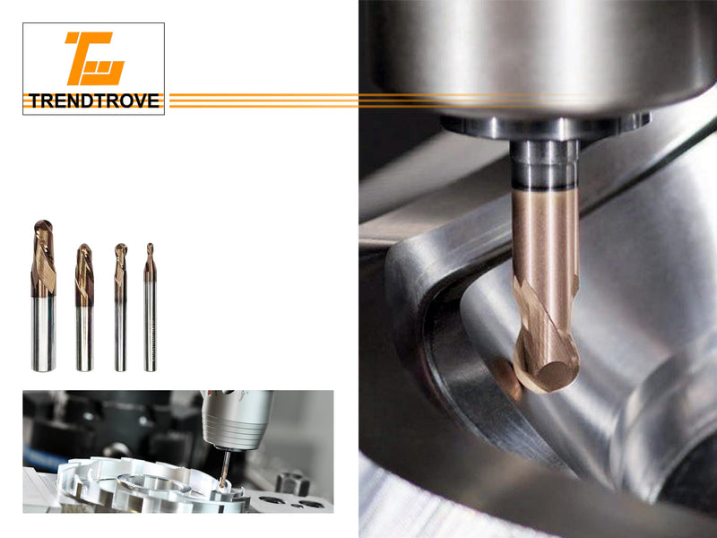 [Australia - AusPower] - Ball Nose Carbide End Mill, 2 Flute, HRC50, TiSiN Coated, CNC Router Bits for Hardened Steel, Stainless Steel, Alloy Steel, Aluminum, Metal - (1/8" 1/4" 3/8" 1/2") Diameter (3/8" Diameter) 3/8" Diameter 