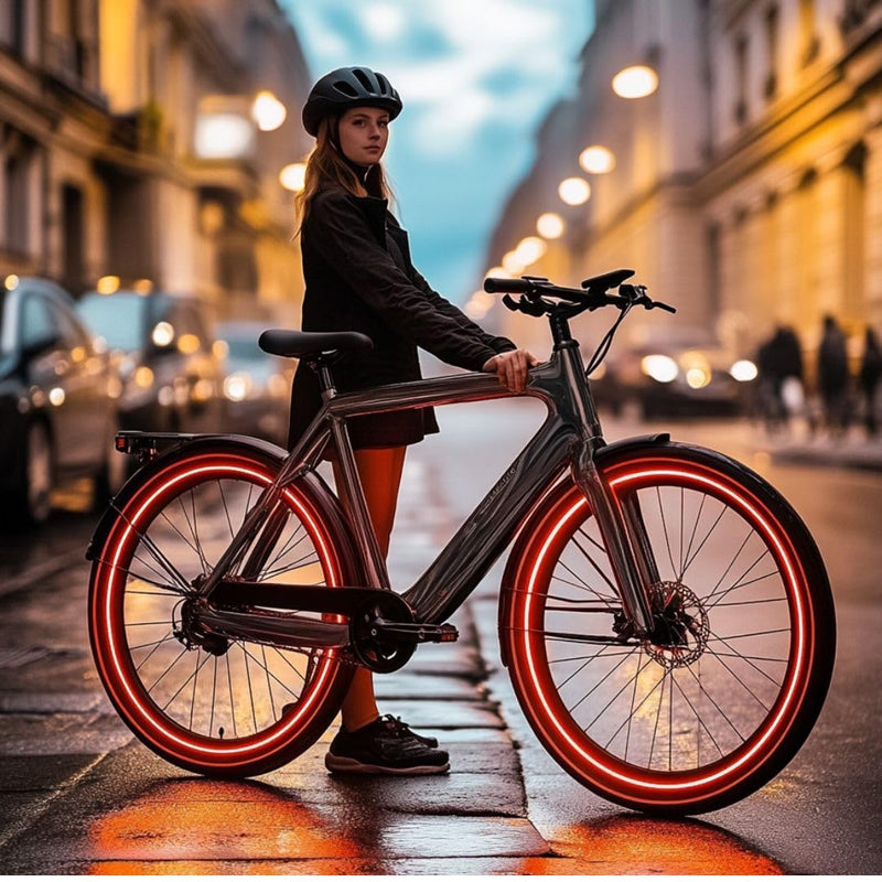 customTAYLOR33 High-Intensity Grade Reflective Wheel Rim Tape for Bicycles and e-Bikes, Red, 26" Tires
