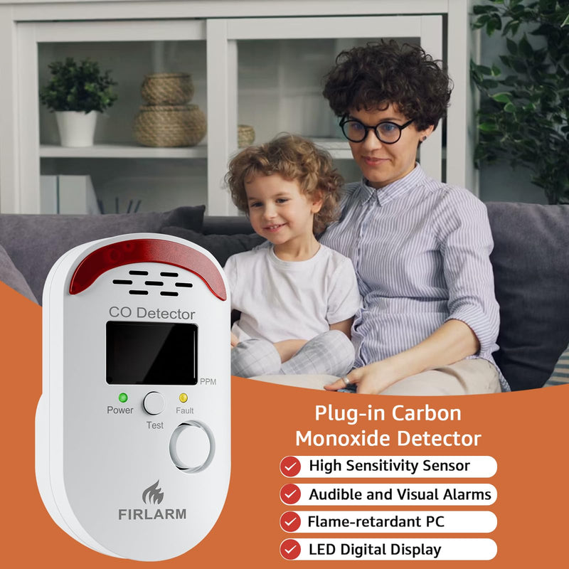 Carbon Monoxide Detectors, Plug in CO Detector with LED Digital Display, Portable CO Alarm Monitor for Home, Hotel, Office, RV