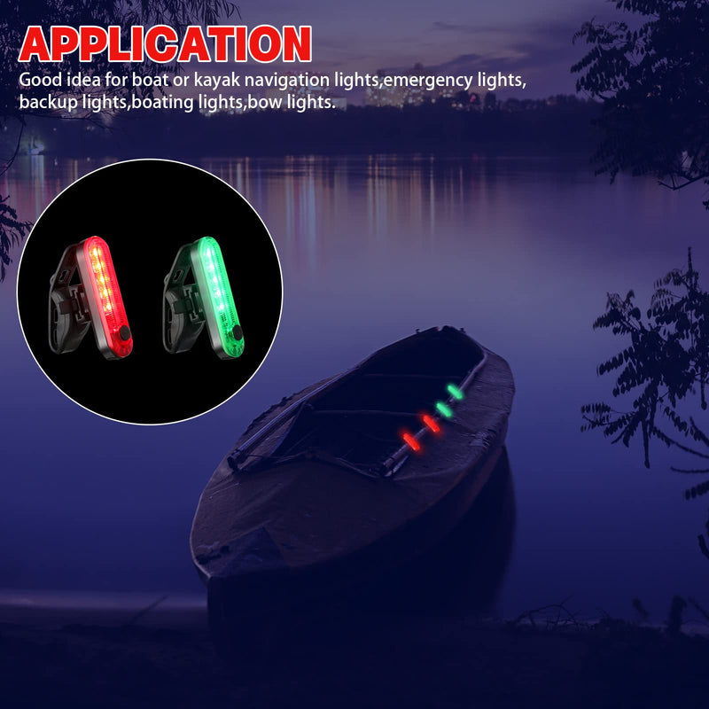 Treela 12 Pieces Battery Boat Navigation Lights Battery Powered Kayak Lights for Night Operated Boat SternLed Boats Safety for Pontoon,Dinghy 4 Types Flashing Mode Red, Green